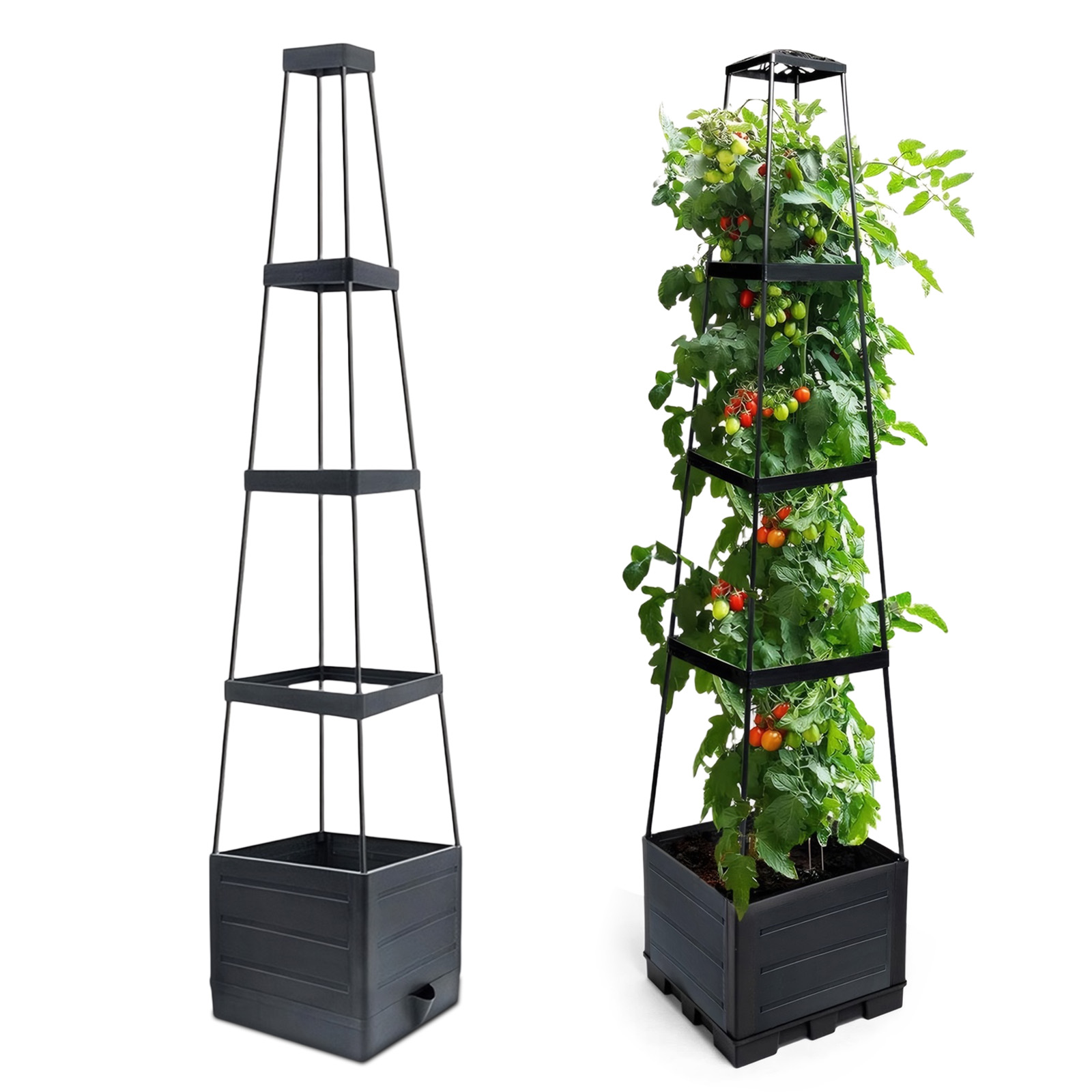 Self Watering Planter - صندوق زراعة مرتفع مع سياج للنباتات،